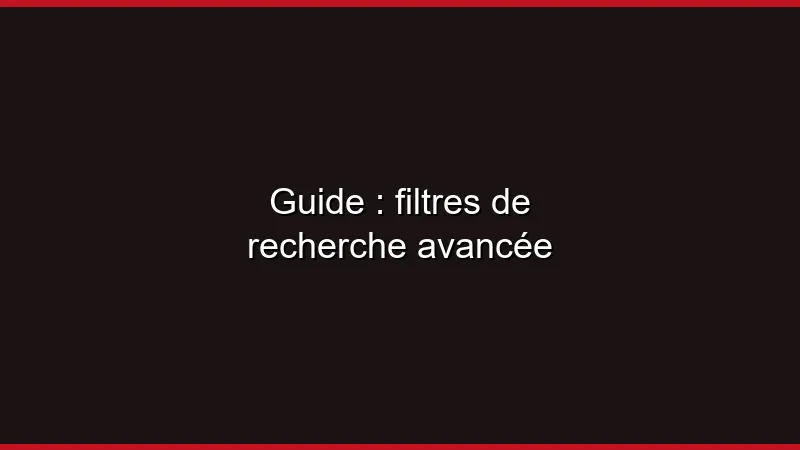 Guide filtres et recherche avancée